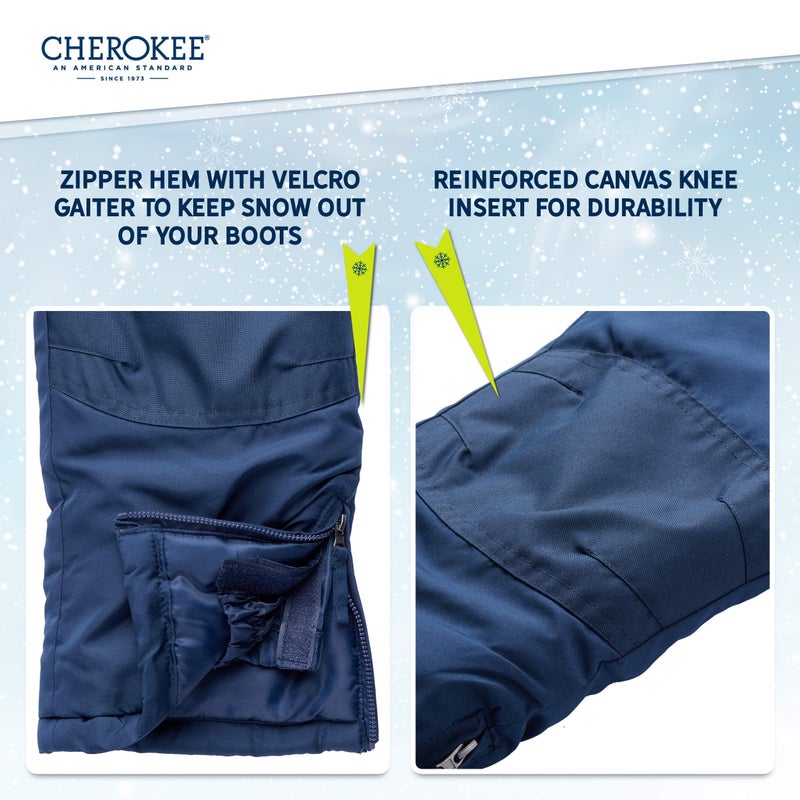 Cherokee Kids Snow Pants - Insulated Heavyweight Waterproof Ski Pants for Boys & Girls - Breathable Winter Gear for Kids, Size 16/18, Navy - Image 2